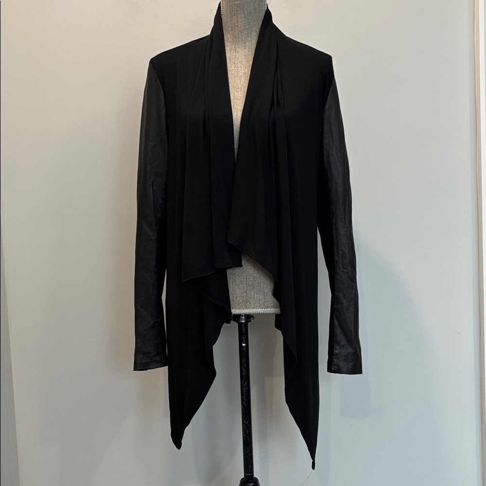 Danier Black Leather Waterfall Cardigan Italian Leather - Picture 2 of 16